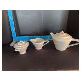 Homer Laughlin China Co Harlequin teapot, cream & sugar