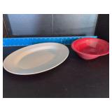 Homer Laughlin China Co Harlequin 9” oval serving bowl and 11.25” oval serving platter