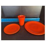 3pcs Homer Laughlin China Co Fiesta includes 8oz tumbler, 6.25” plate and 9.5” plate
