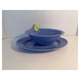 Homer Laughlin China Co Harlequin 9.5” round serving bowl and 11.25” oval serving platter