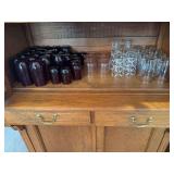 Ruby red glasses, pink depression glasses, etc