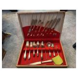 1847 Rogers Bros 5pc flatware service for 8 plus extra forks & knives, serving pieces