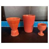 Homer Laughlin China Co Harlequin single egg cup, double egg cup and 8oz tumbler