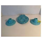 Homer Laughlin China Co Harlequin triple spoon rest and candle holders