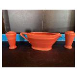 Homer Laughlin China Co Harlequin gravy boat and S&P shakers
