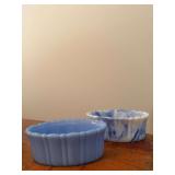 Two akro agate oval planters