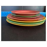 7pcs Homer Laughlin China Co Harlequin includes (3) 7” plates, (1) 9” plate and (3) 10” plates