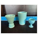 Homer Laughlin China Co Harlequin single egg cup, double egg cup and 8oz tumbler