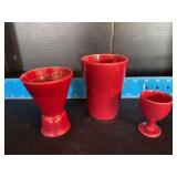 Homer Laughlin China Co Harlequin single egg cup, double egg cup and 8oz tumbler