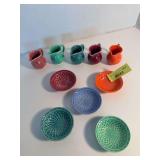 (5) Homer Laughlin China Co Harlequin novelty creamers and nut cups