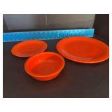 3pcs Homer Laughlin China Co Fiesta includes 6.25” plate, 9.5” plate and 5” fruit bowl
