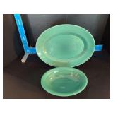 Homer Laughlin China Co Harlequin 9” oval serving bowl and 13” oval serving platter