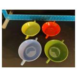 (4) Homer Laughlin China Co Harlequin cream soup bowls