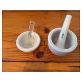 Two stoneware mortar and pestles