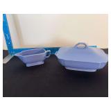 Homer Laughlin China Co Riviera covered casserole and sauce boat