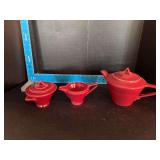 Homer Laughlin China Co Harlequin teapot, cream & sugar