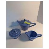 Homer Laughlin China Co Harlequin teapot, cream & sugar