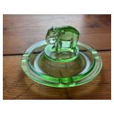 Uranium glass elephant ashtray