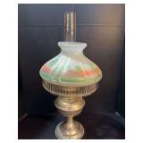Aladdin Nickel lamp, Model 11 Burner, Aladdin Lox On chimney, 601F shade 24” tall