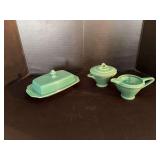 Homer Laughlin China Co Harlequin cream & sugar, butter dish