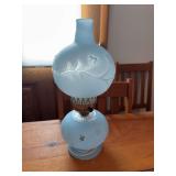 Approx 16” frosted blue boudoir lamp