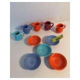 (5) Homer Laughlin China Co Harlequin novelty creamers and nut cups