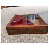 J&P Coats glass topped spool box 12.5 x 12.5 x 3