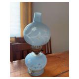 Approx 16” frosted blue boudoir lamp