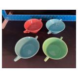(4) Homer Laughlin China Co Harlequin cream soup bowls