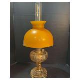 Aladdin Washington Drape Amber, glass shade, Aladdin Lox on Chimney, model B burner 24” tall