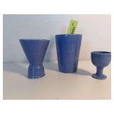 Homer Laughlin China Co Harlequin single egg cup, double egg cup and 8oz tumbler