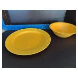 Homer Laughlin China Co Harlequin 9.5” round serving bowl and 12” round serving platter