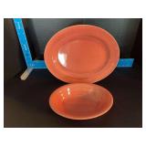 Homer Laughlin China Co Harlequin 9” oval serving bowl and 13” oval serving platter