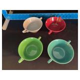 (4) Homer Laughlin China Co Harlequin cream soup bowls