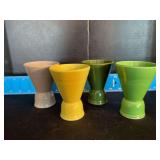 (4) Homer Laughlin China Co Harlequin double egg cups