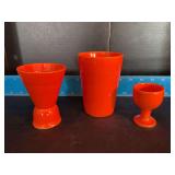 Homer Laughlin China Co Harlequin single egg cup, double egg cup and 8oz tumbler