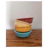 (4) Homer Laughlin China Co Fiesta 4.75” nappies Yellow nappy has chip