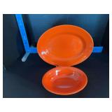 Homer Laughlin China Co Harlequin 9” oval serving bowl and 13” oval serving platter