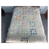 74x 86 embroidered hand quilted, machine pieced community name quilt