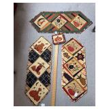 Three centerpieces, machine stitched