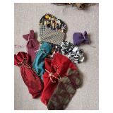 Towels, wine bags, jewelry bags as shown
