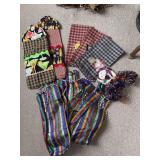 Towels, wine bags, jewelry bags as shown