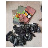 Towels, wine bags, jewelry bags as shown