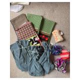 Towels, wine bags, jewelry bags as shown