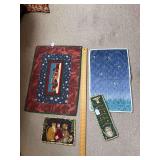 Two centerpieces and trivets, machine stitched