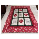 Machine stitched and custom quilted measures 64x48 Appliqué snowflakes & hand embroidered snowmen