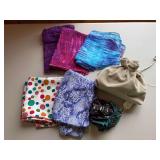 Gift bags, jewelry bag and scarves