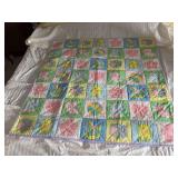 Machine stitched and custom quilted measures 43x42 Flannel back