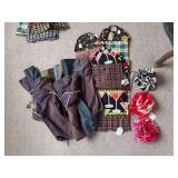 Towels, wine bags, jewelry bags as shown