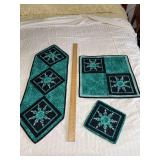 Machine stitched runner, centerpiece and trivet